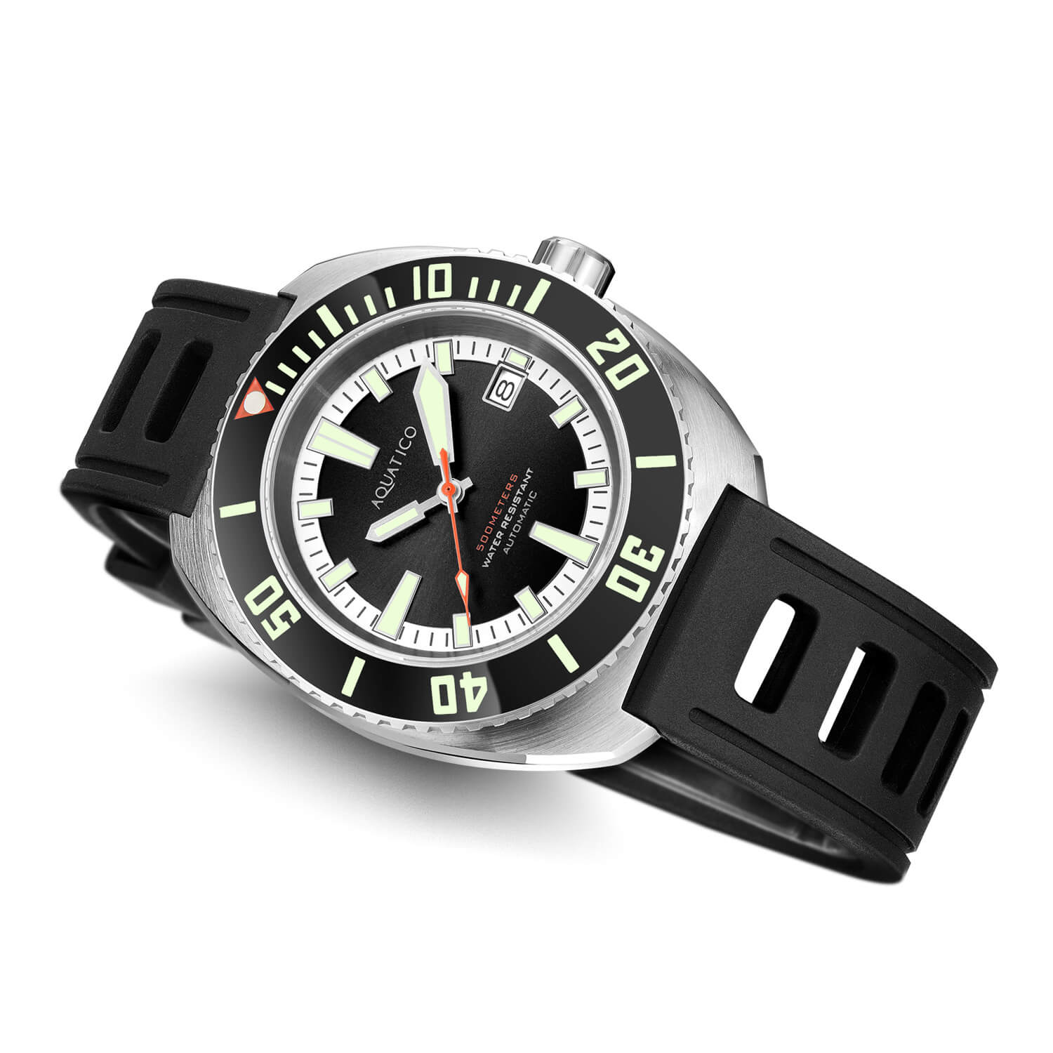 Aquatico Oyster 44mm Automatic Men's Diver Watch Black Dial/Black Bezel